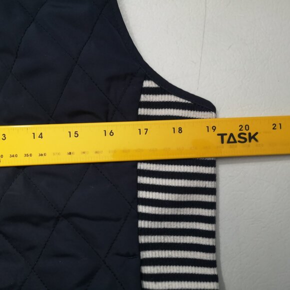 Talbots Petites Ladies Size Medium Full Zip Navy w/ White Stripes Vest - Picture 7 of 8